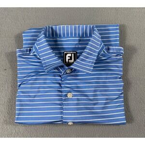FootJoy Athletic Fit Blue White Striped Golf Polo Shirt Mens Large Country Club